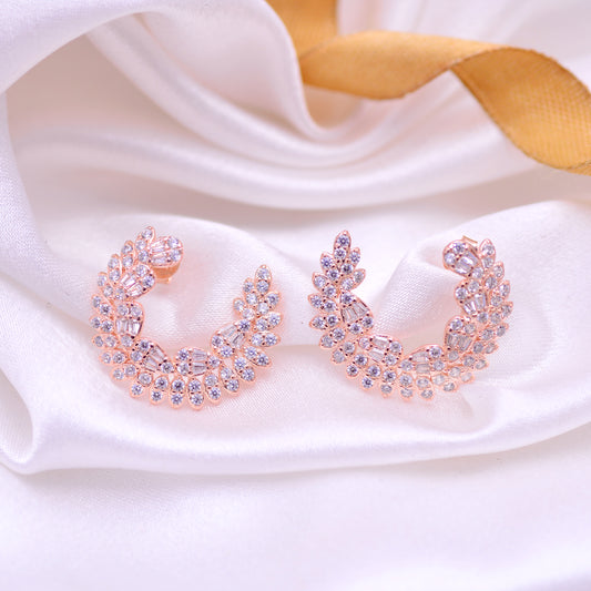 Rose Gold Crescent Earrings