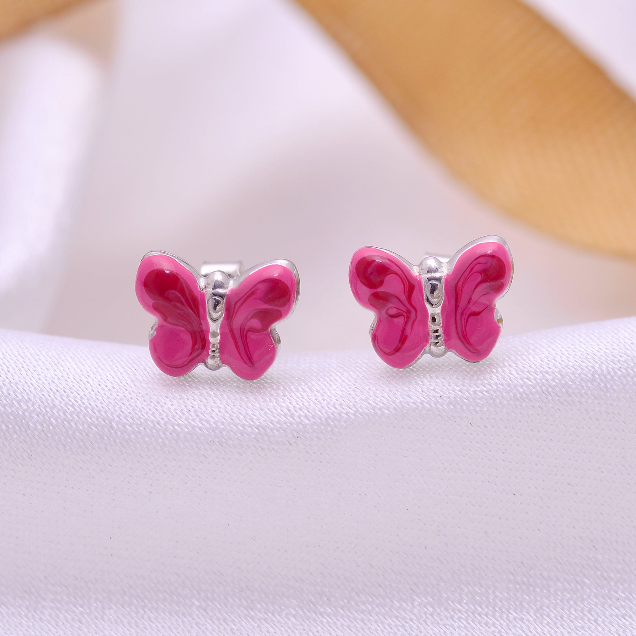 Stunning Silver Enamel Stud Earrings