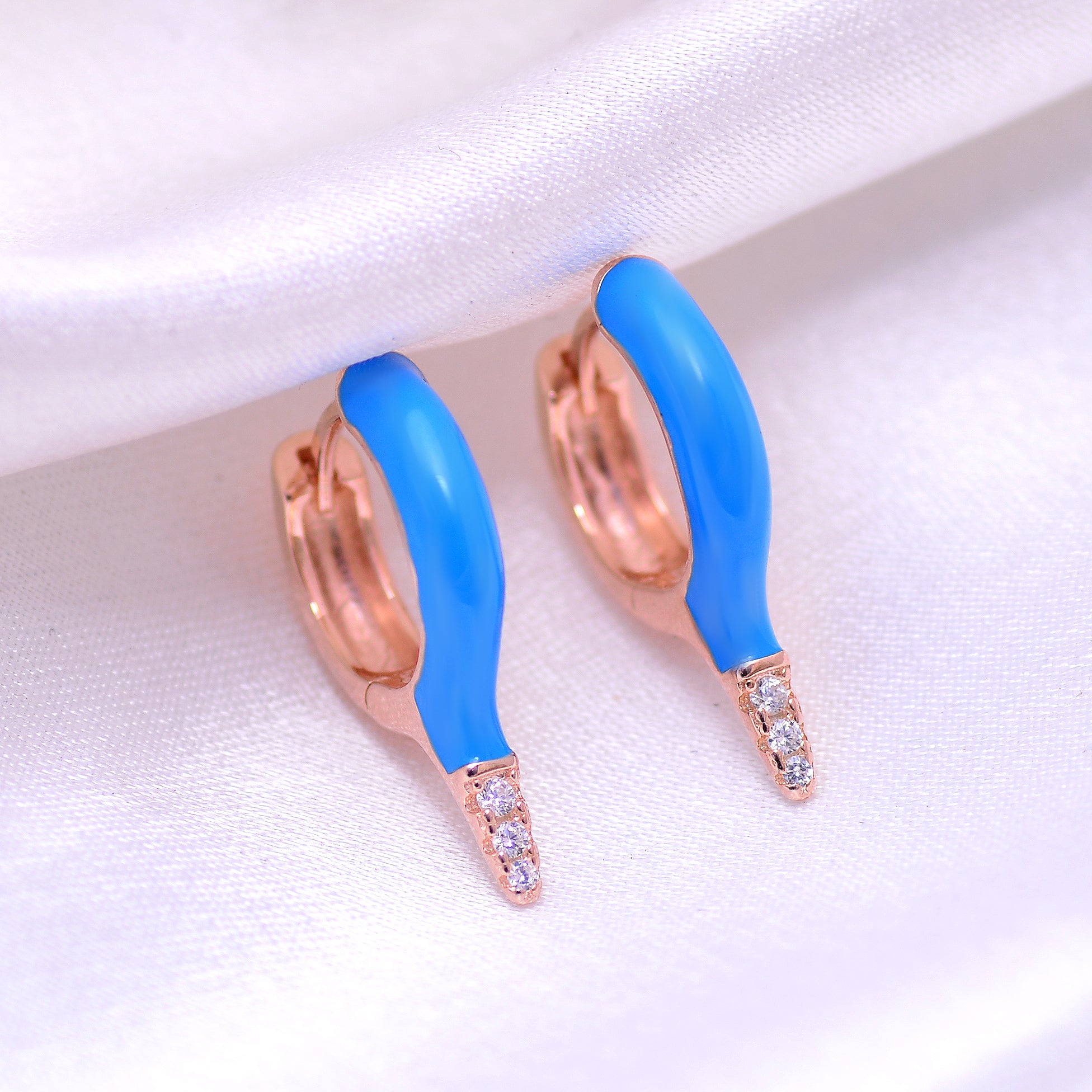 Rosy Elegance Enamel Earrings