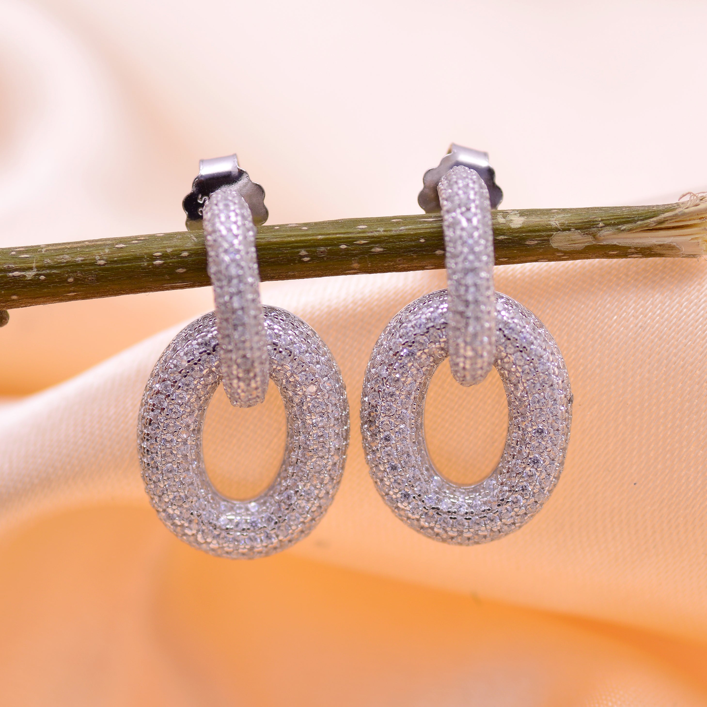 Sterling White Gold Plated Cubic Zirconia Earrings