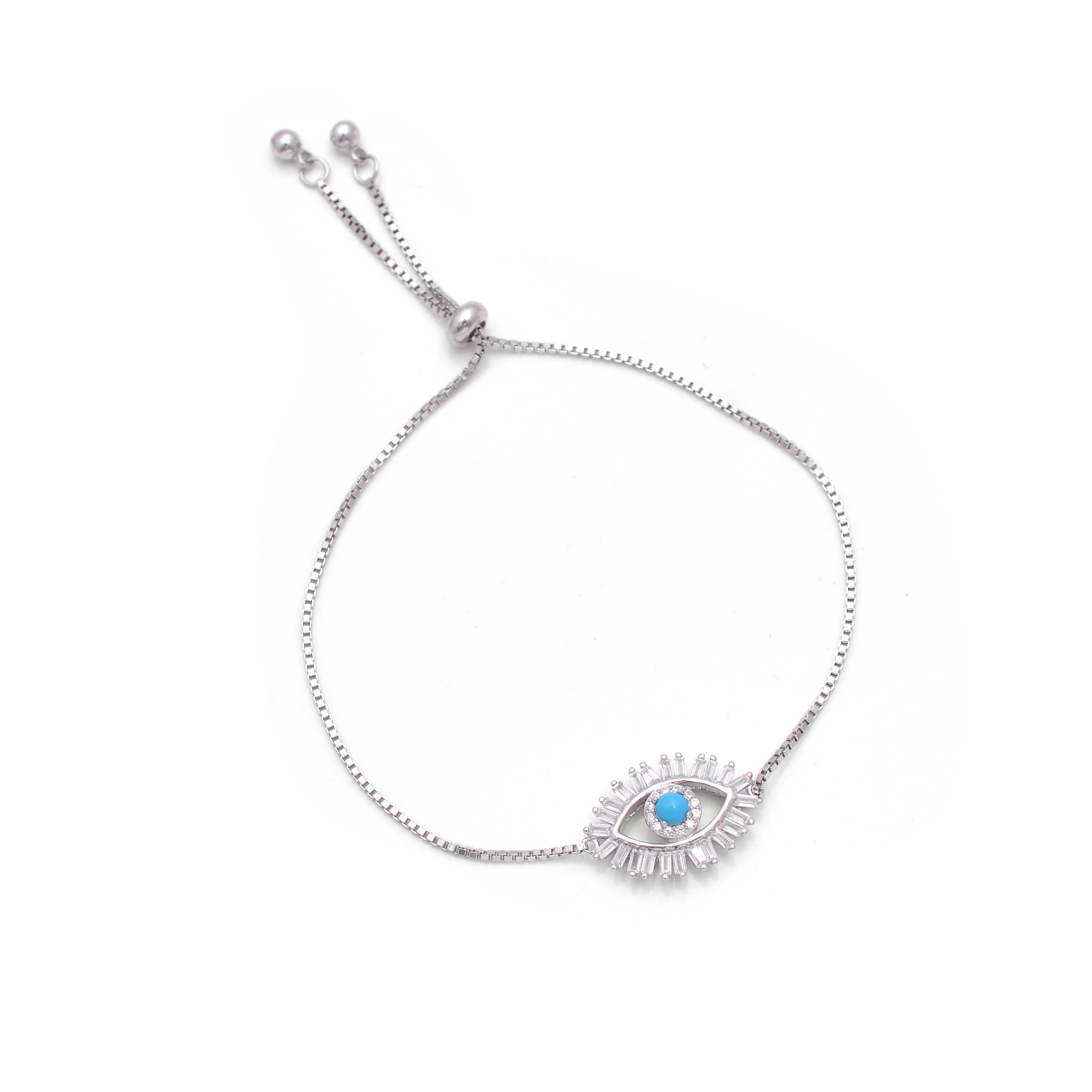 White Gold Evil Eye Bracelet