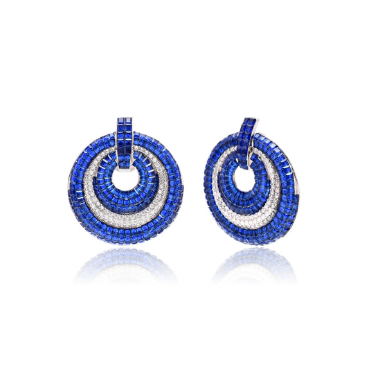 Sapphire Halo Earrings with Invisible Setting