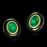 Emerald Enamel Stud Earrings in 925 Sterling Silver