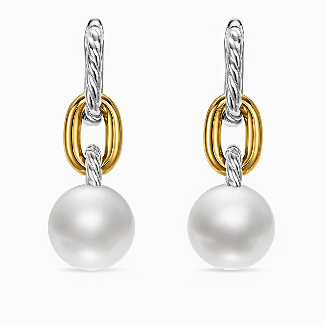 Linked Pearl Sterling Silver Earrings