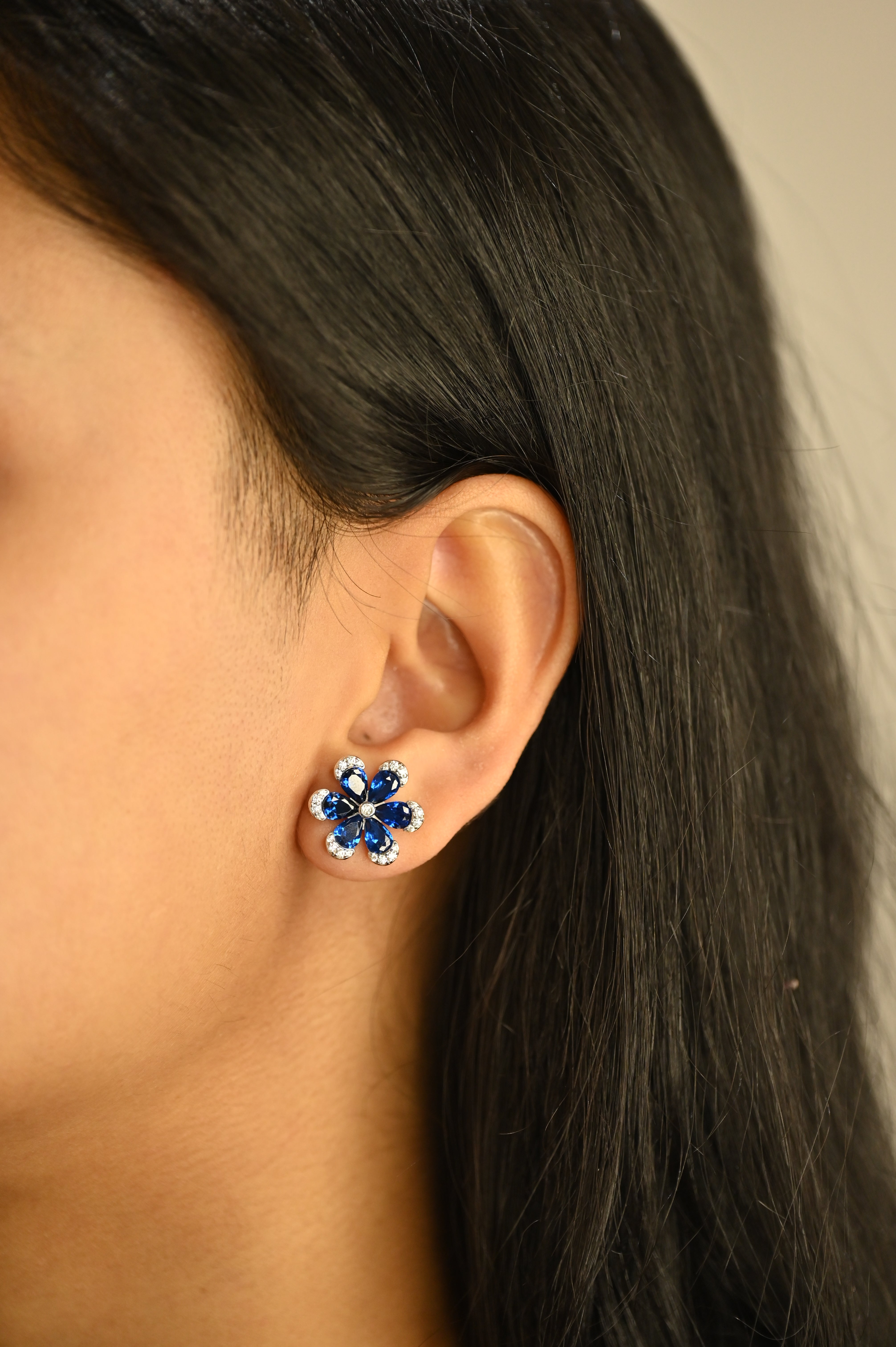Elegant Flower Cz Studs