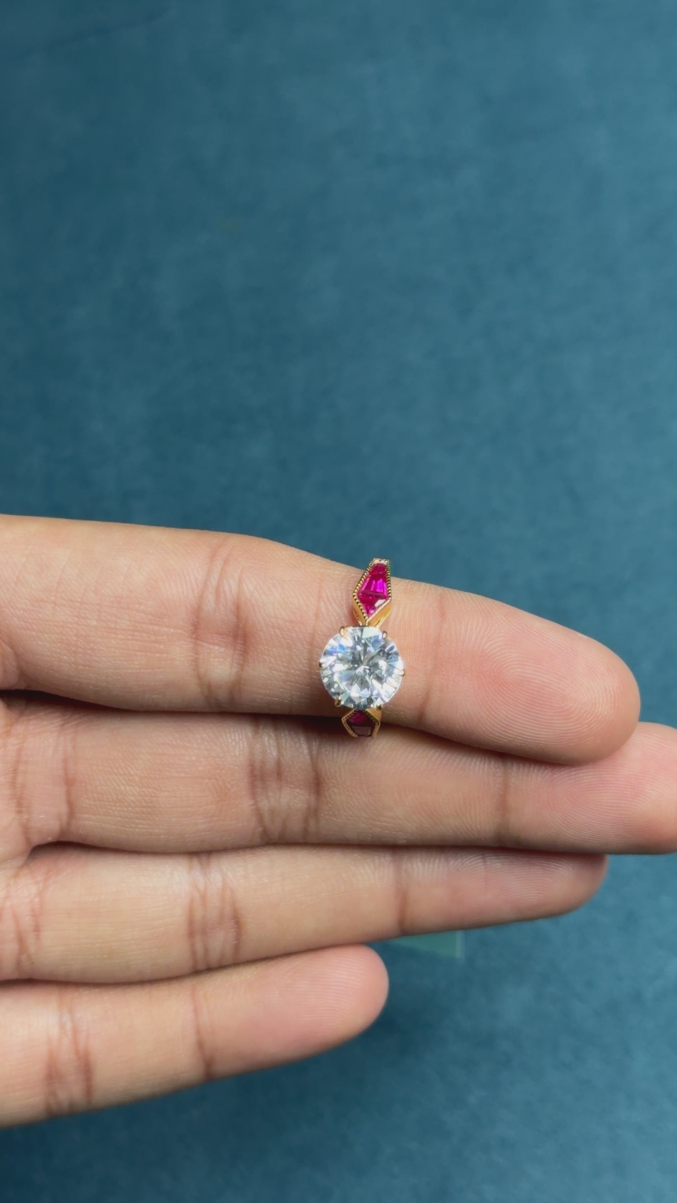 Vintage Style Diamond Ruby Engagement Ring
