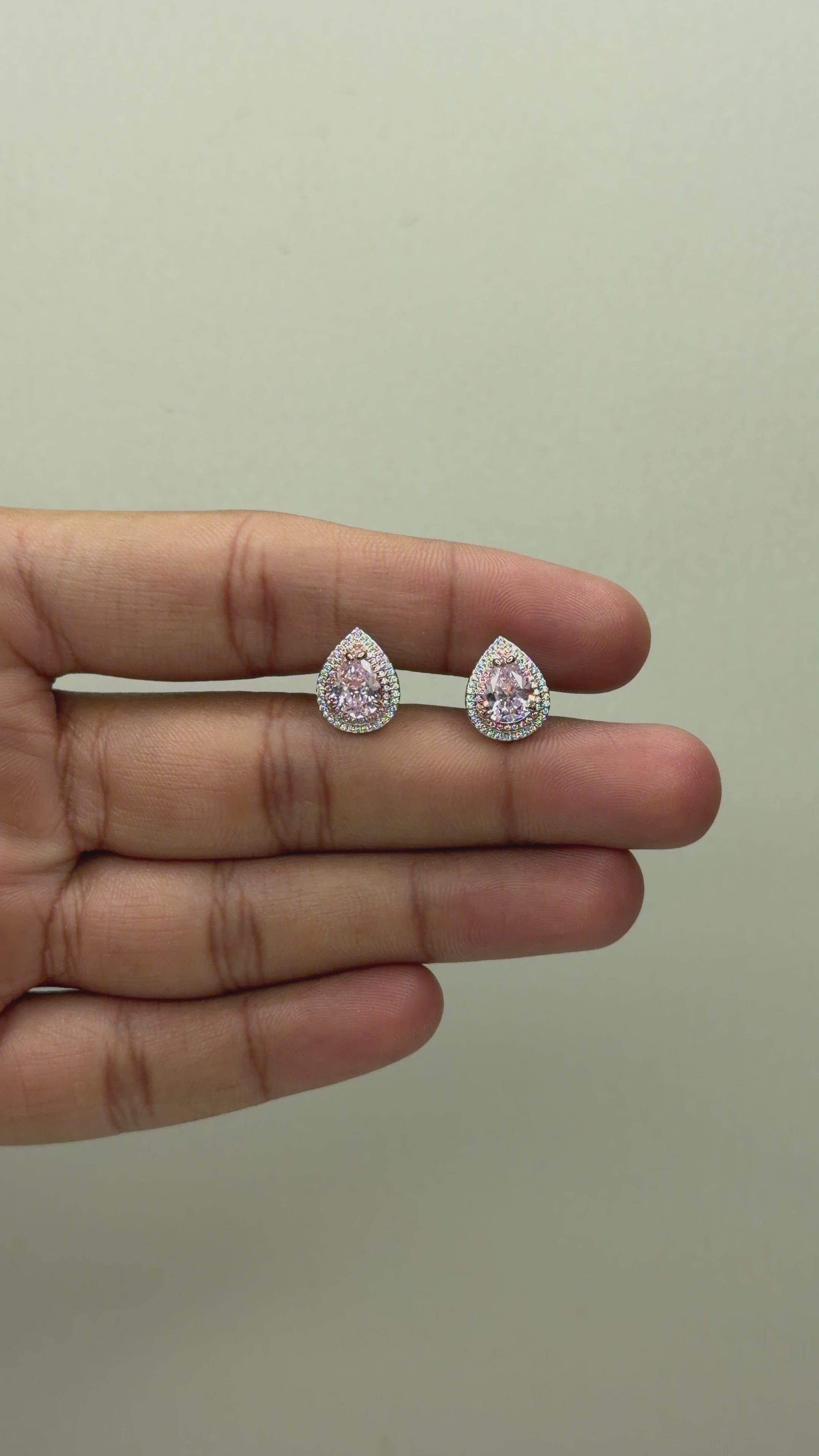 Luxury Pink Pear Cut Statement Stud Earrings