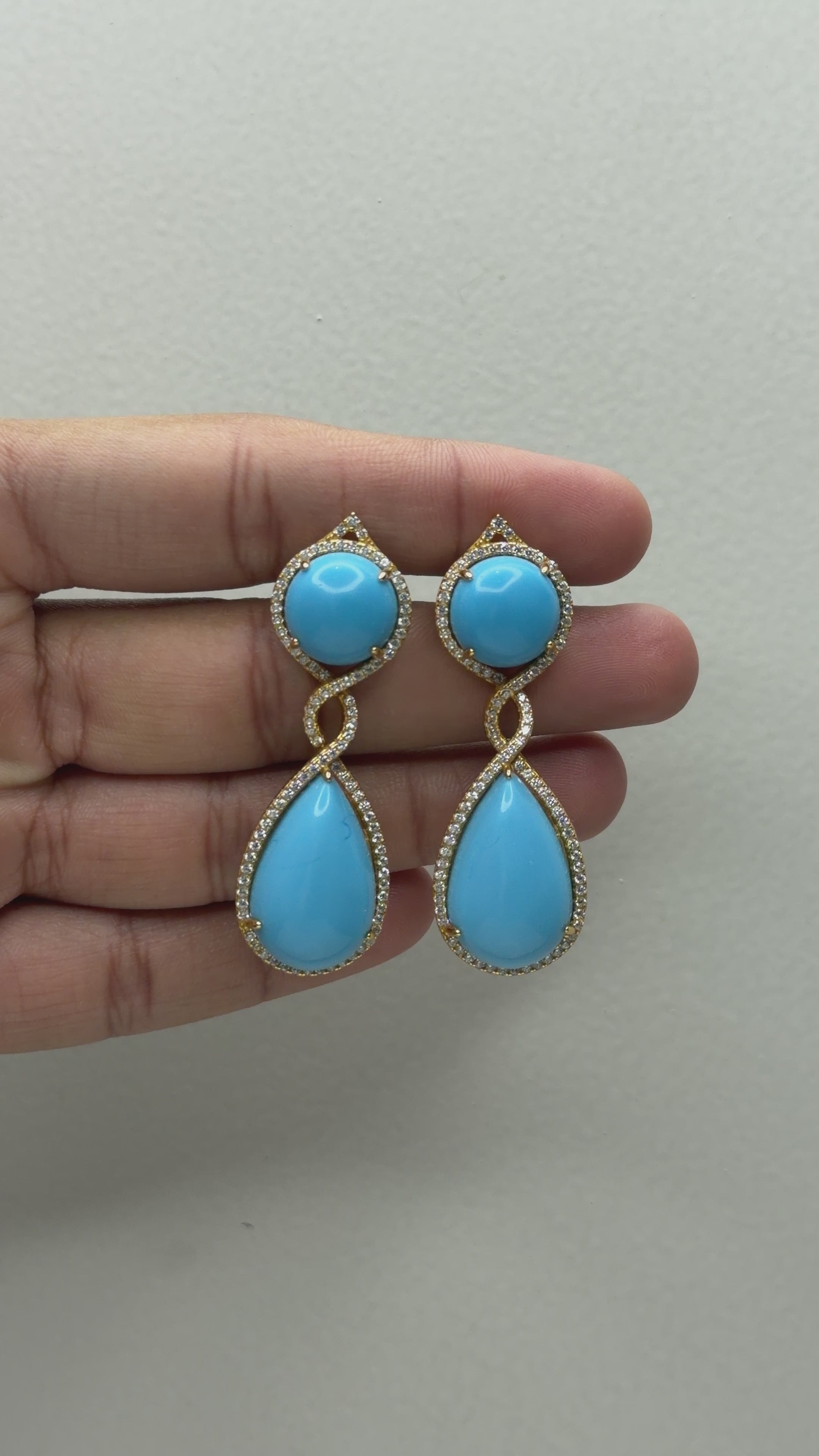 Contemporary Turquoise Teardrop Dangle Earrings