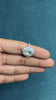 Aquamarine Mother of Pearl Diamond Halo Ring