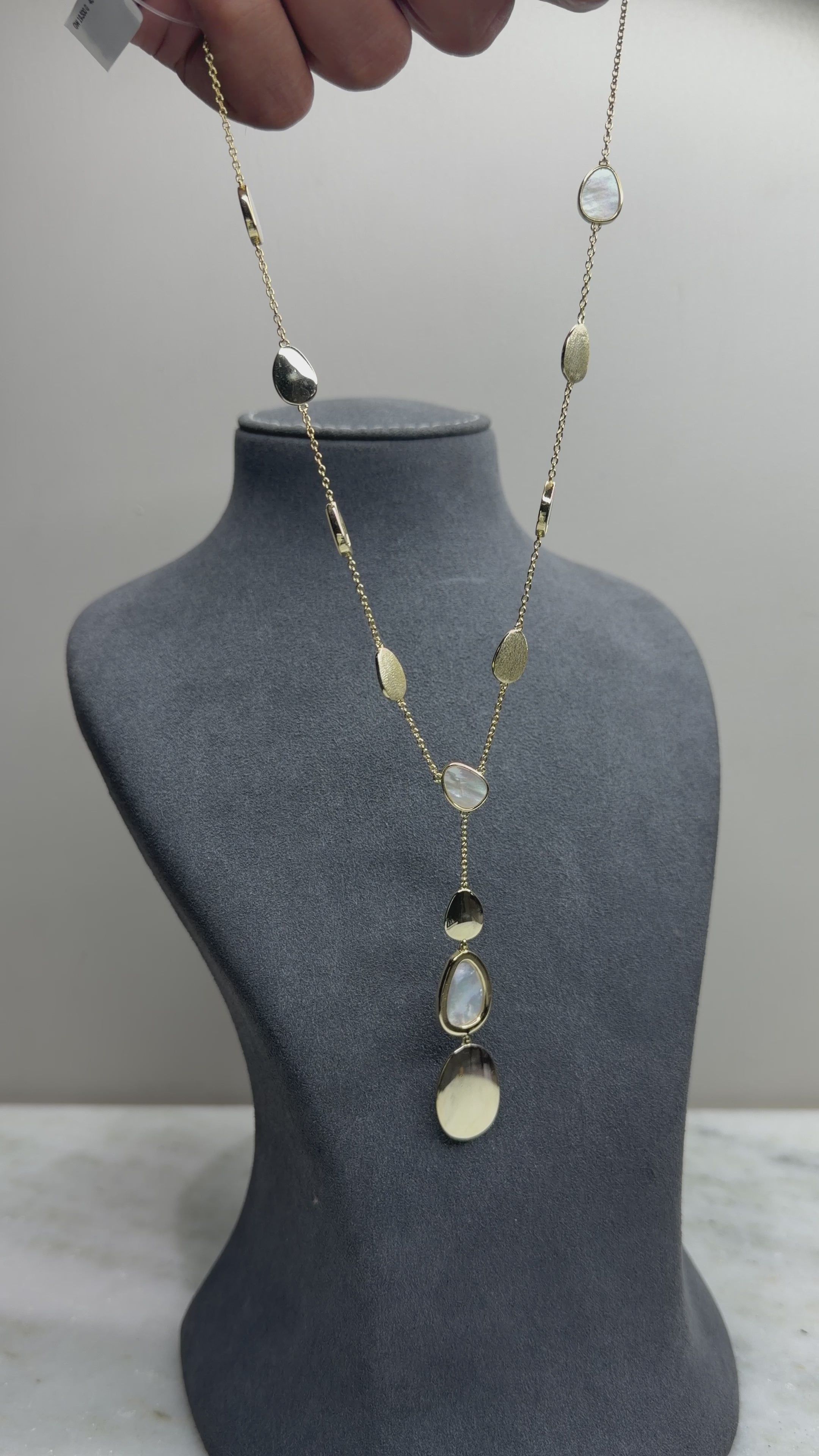Golden Aura Sterling Silver Necklace with Mother of Pearl