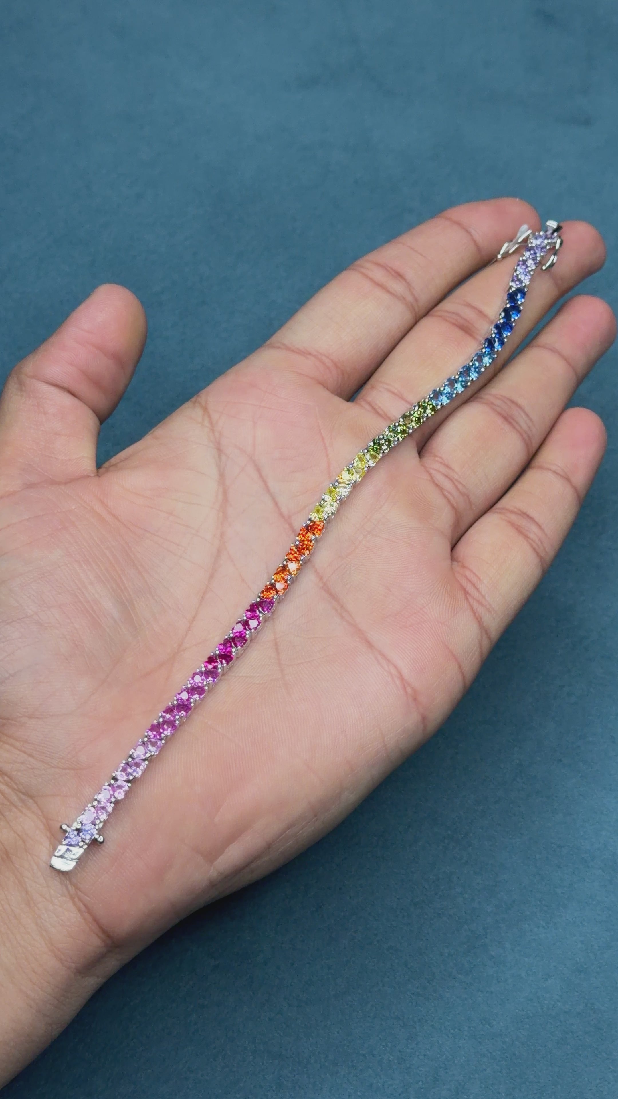 Multicoloured Heart Stone Tennis Bracelet