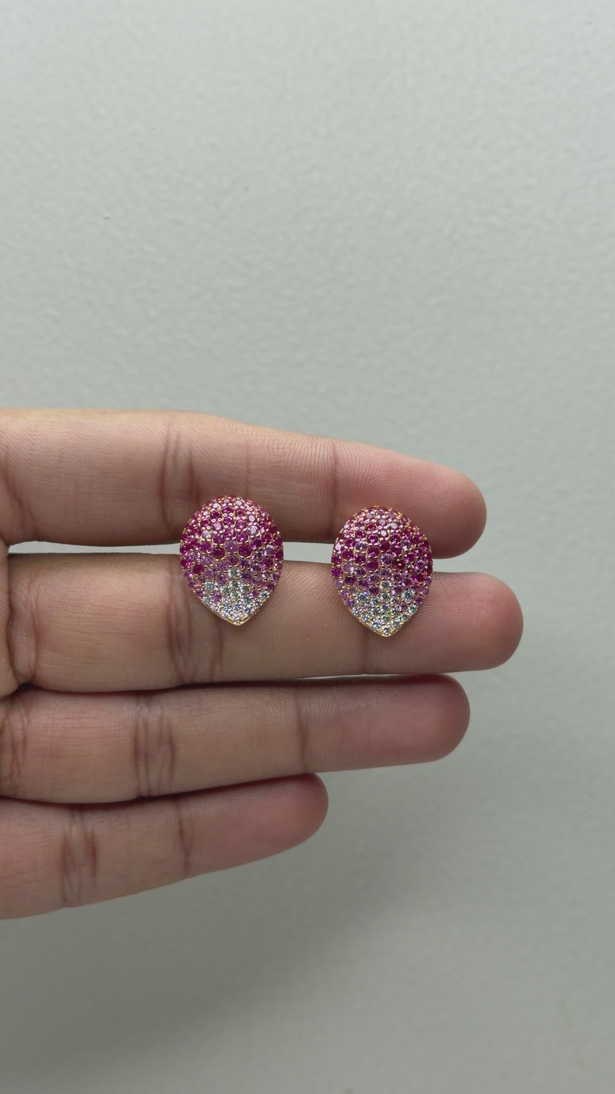 Pink Pavé Teardrop  Stud Earrings