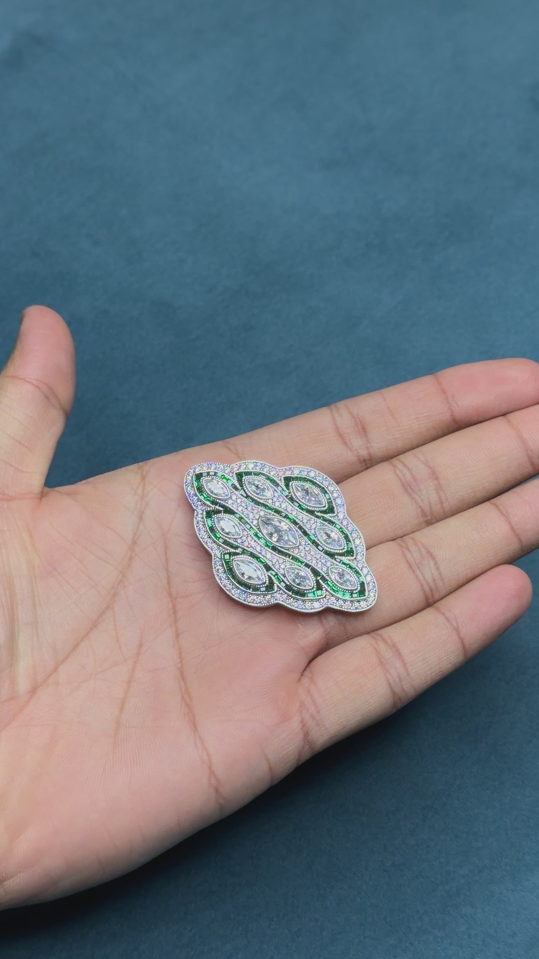 Art Deco Cascade Sterling Silver Brooch