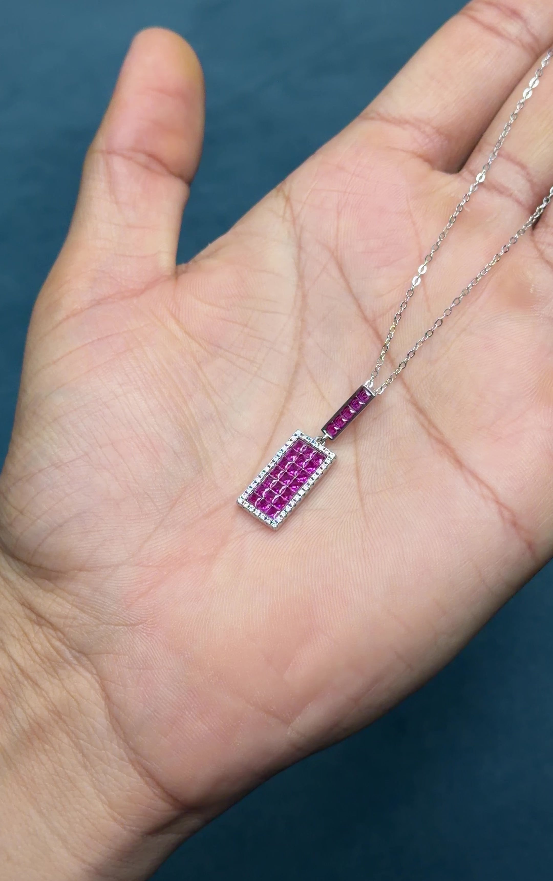 Ruby Invisible Pave Setting Pendant