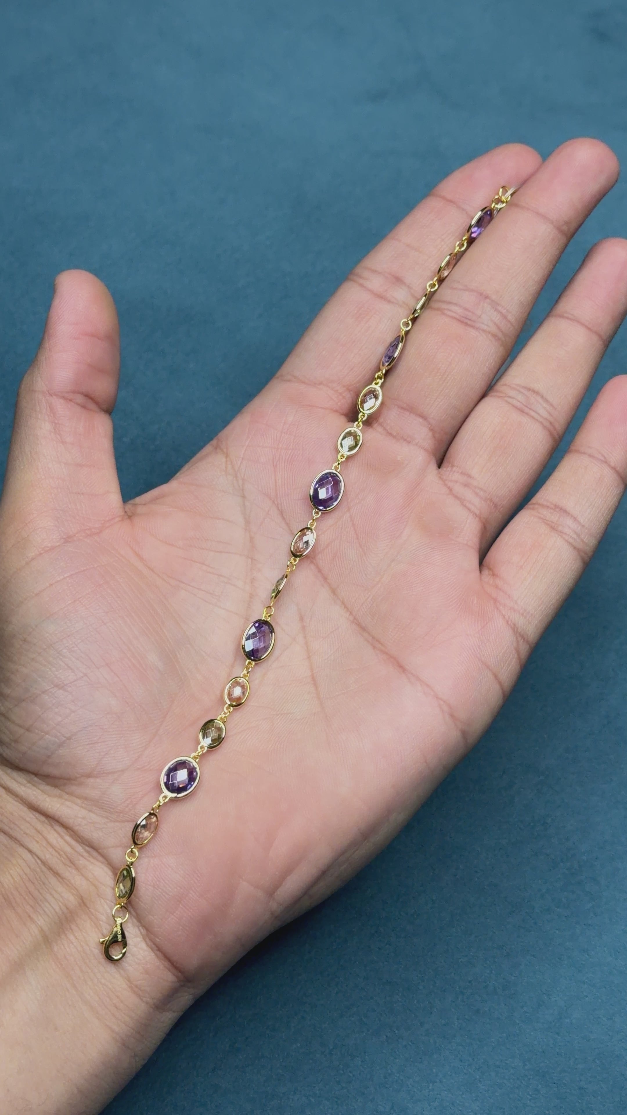 Elegant Multicolor Link Bracelet – 925 Sterling Silver