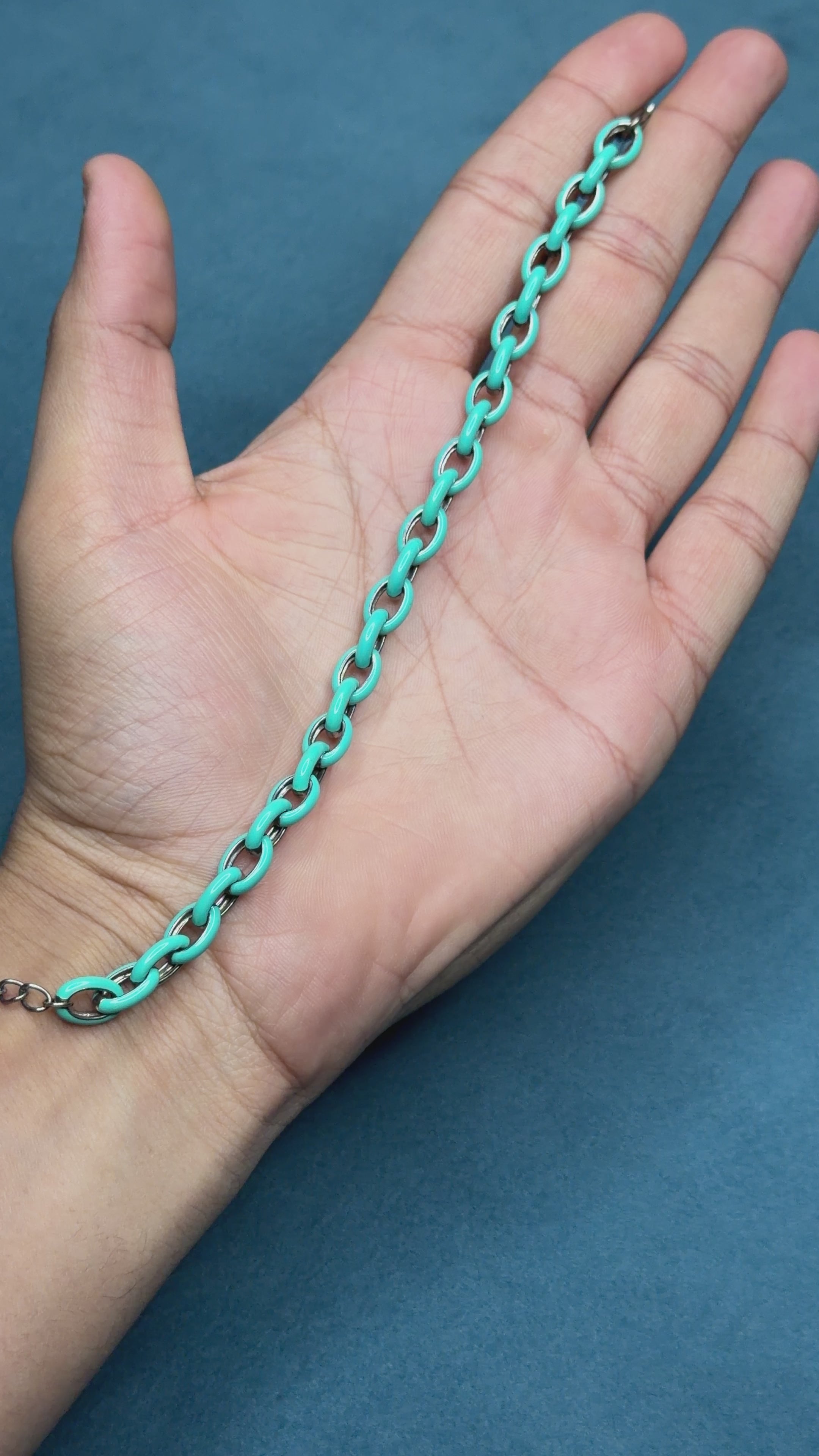 Turquoise Enamel Mariner Link Bracelet