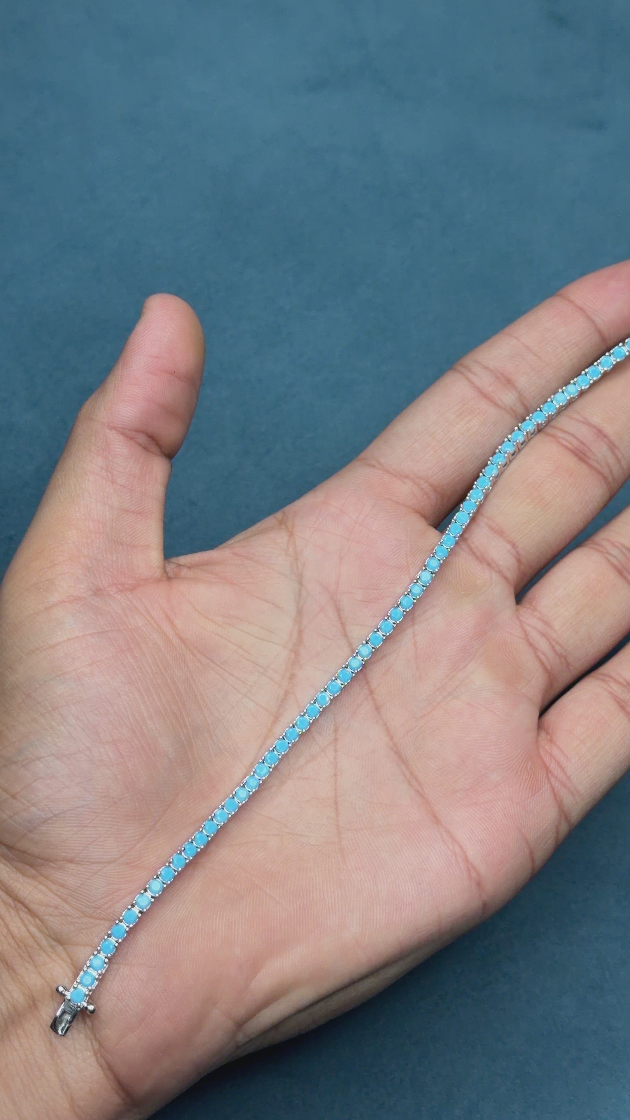 Turquoise Blue Tennis Bracelet in 925 Sterling Silver