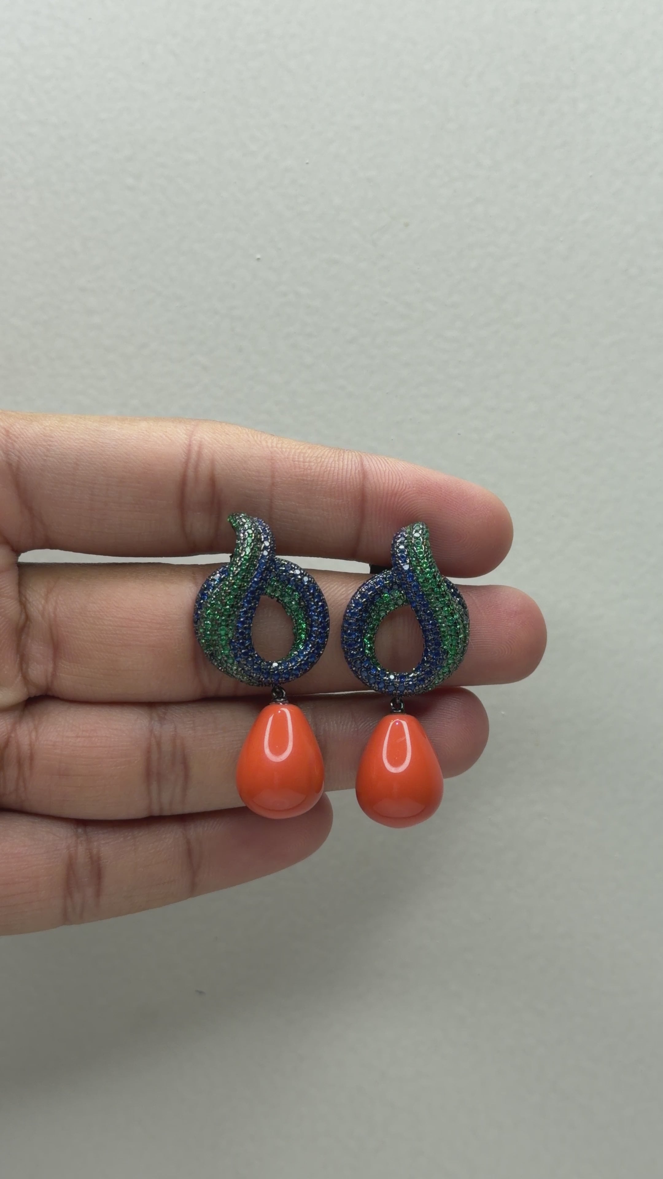 Elegant Coral Teardrop Dangle Statement Earrings