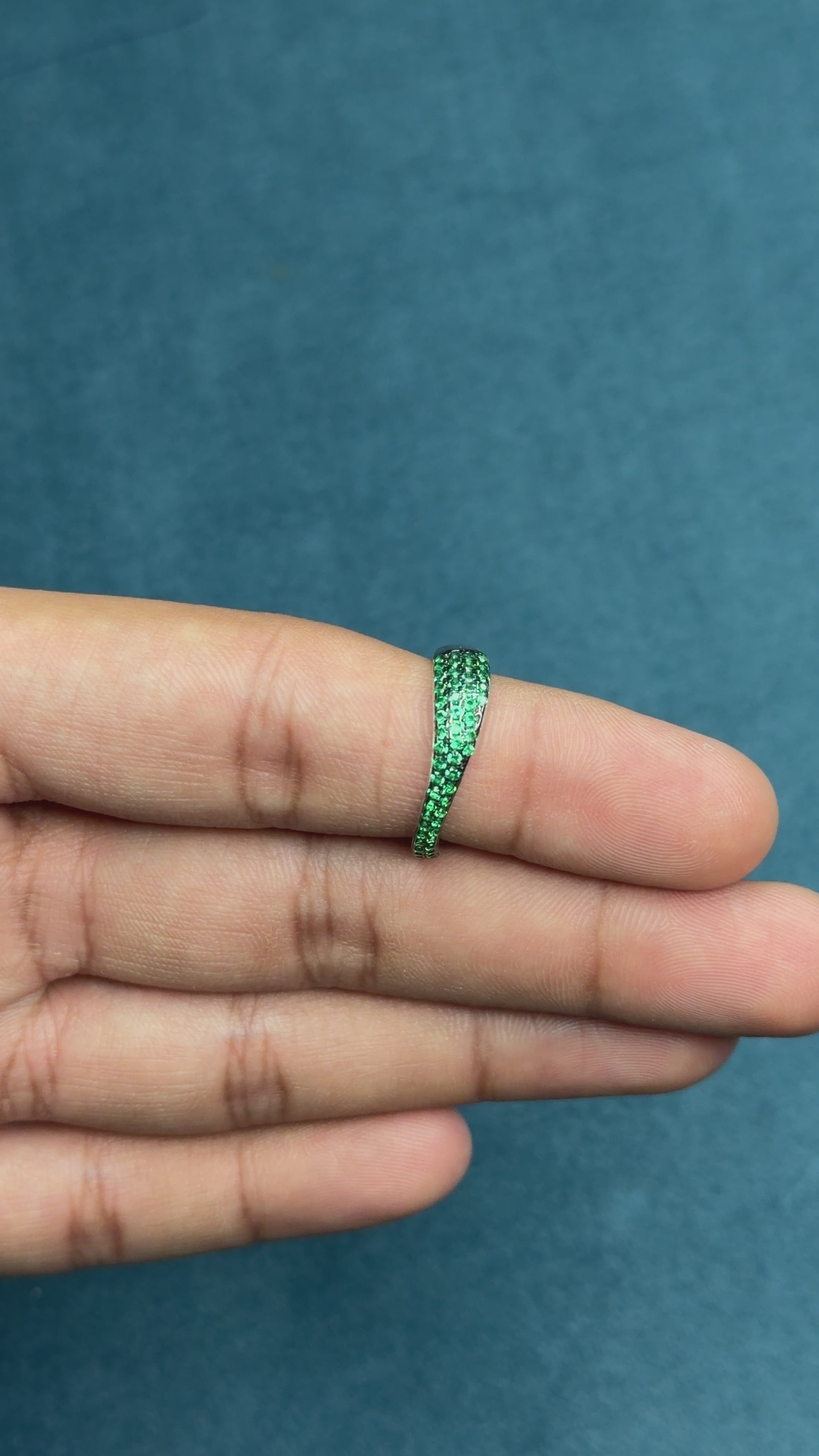 Emerald Pavé Curved Statement Band
