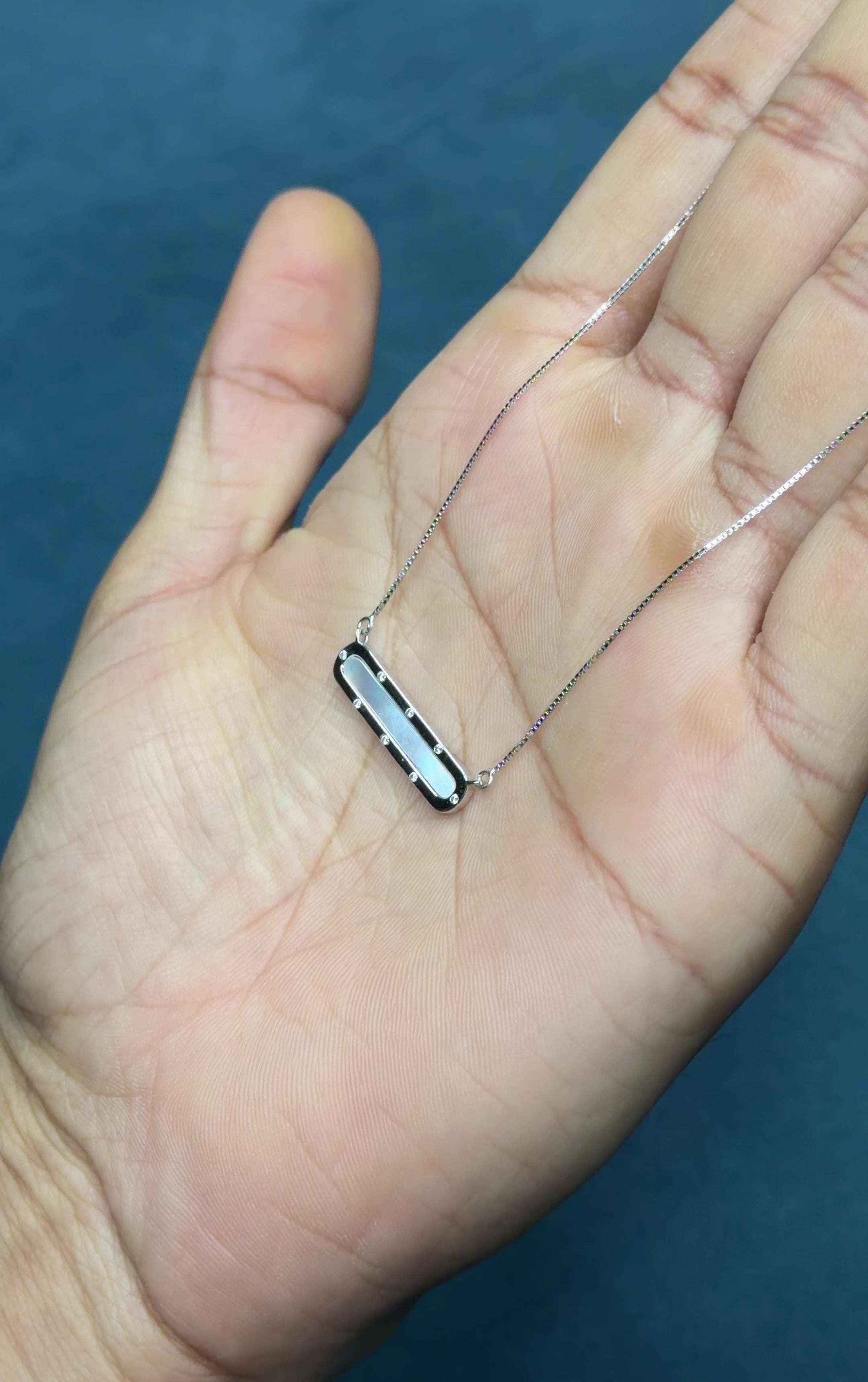 Silver Mother of Pearl Bar Necklace