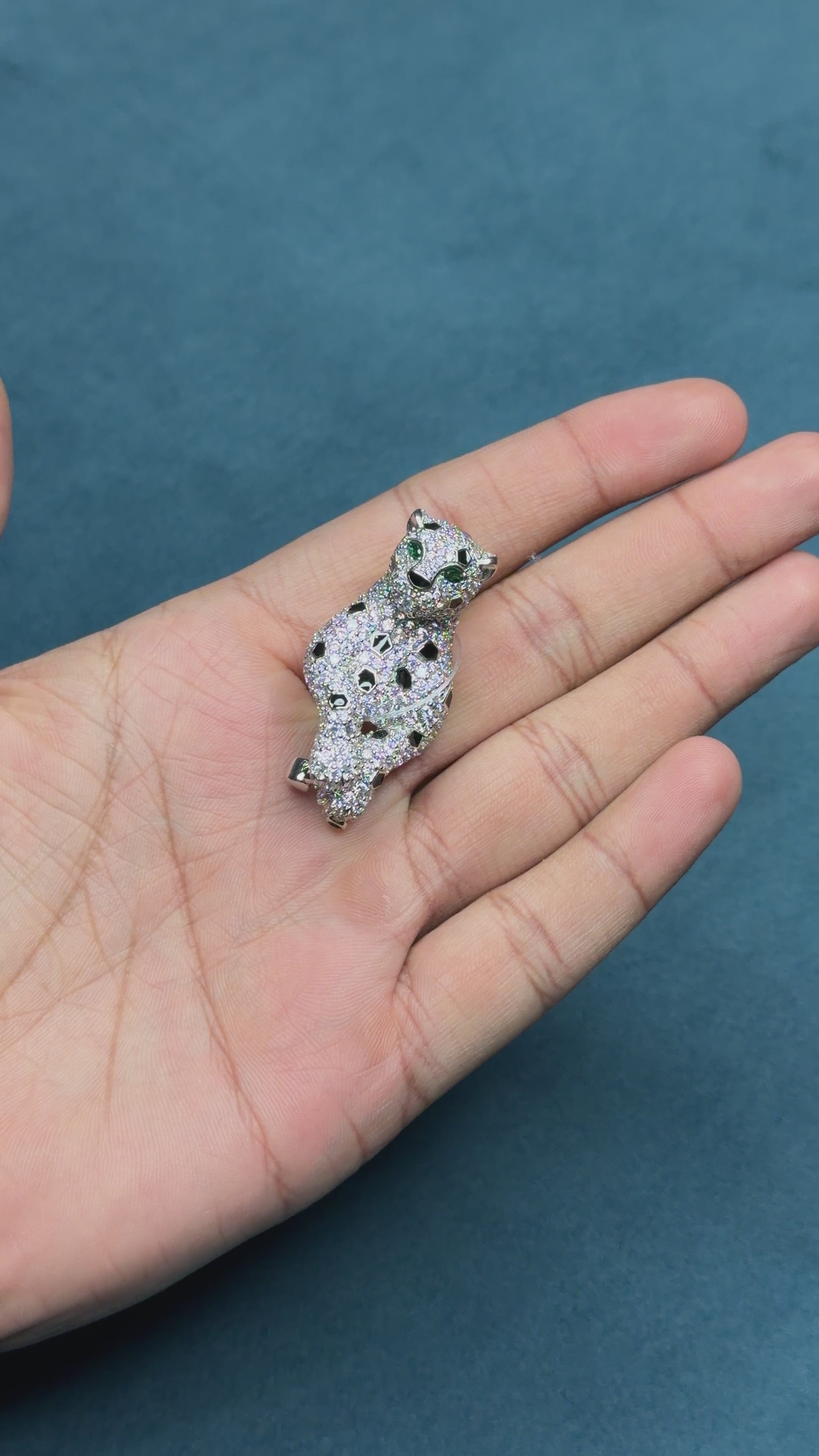 Panther silver brooch