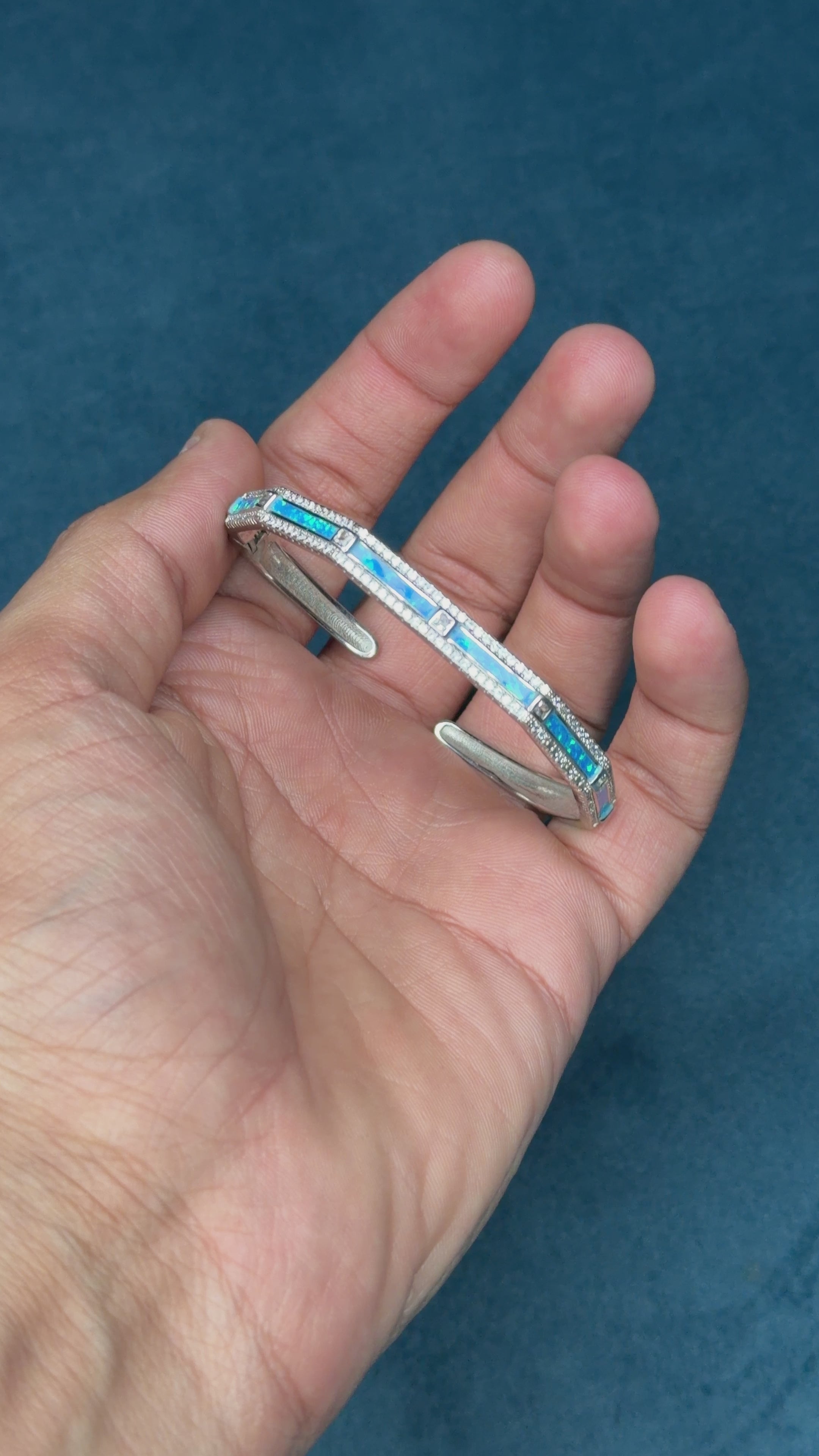 Silver Opal Studded Bangle