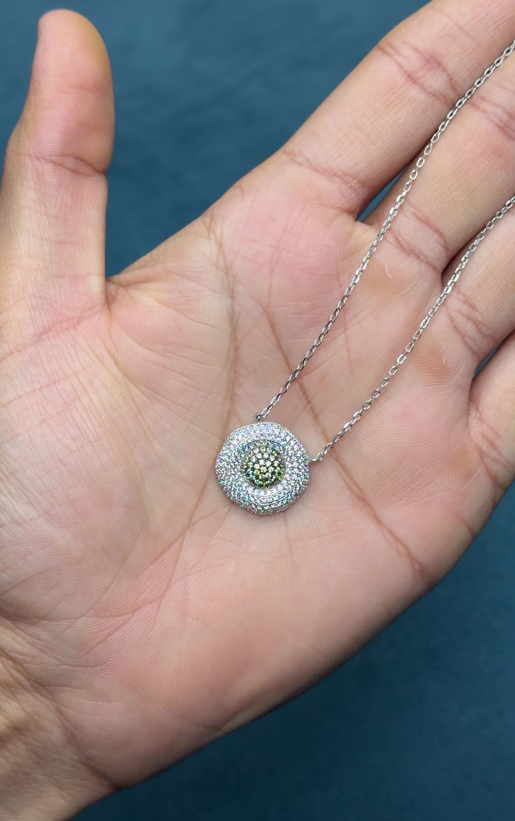 Champagne CZ Diamond Halo Pendant 925 Sterling Silver