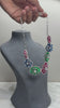 Multicolor Floral Gemstone Necklace and Earrings Set