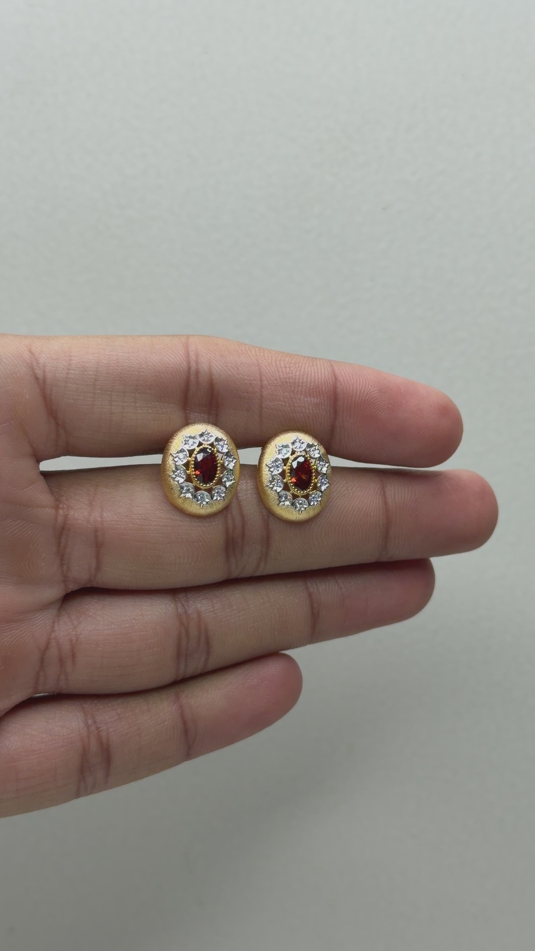 Classic Oval Ruby Statement Stud Earrings
